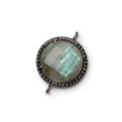 17mm Black Gold & Black CZ Bezel Labradorite Coin Connector 1 Focal - Beadsofcambay.com