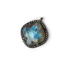 17mm Black Gold & Black CZ Bezel Labradorite Cushion Pendant 1 Focal - Beadsofcambay.com