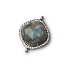 17mm Black Gold CZ Bezel Labradorite Cushion Connector 1 Focal - Beadsofcambay.com