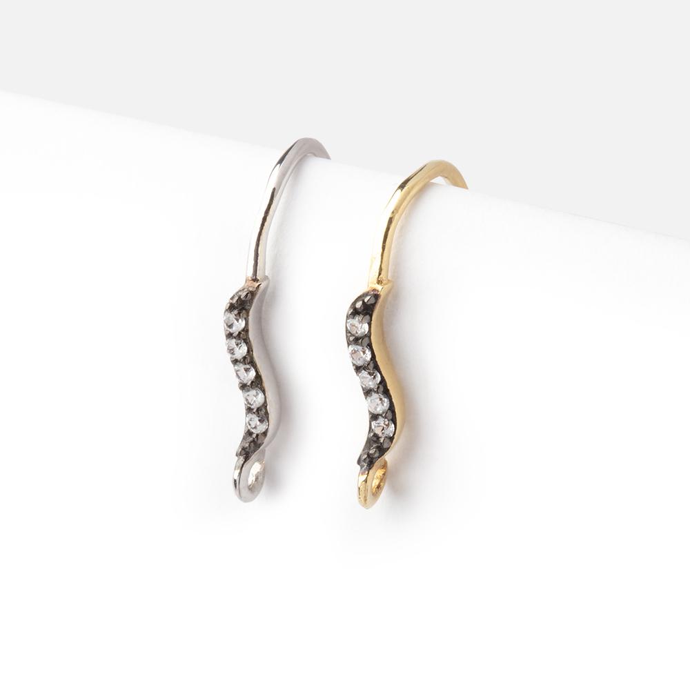 17mm CZ Two Tone Ear Wire Set of 2 pieces - Beadsofcambay.com