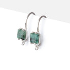 17mm Emerald Bevel Faceted Square Ear Wire Set of 2 pieces - Beadsofcambay.com