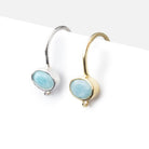 17mm Larimar Oval Ear Wire Set of 2 pieces - Beadsofcambay.com