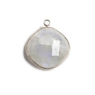 17mm Silver Bezeled Rainbow Moonstone Square Pendant Focal 1 piece - Beadsofcambay.com