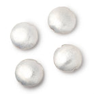 17mm Silver Plated Copper Brushed Coin Beads Set of 4 pieces - Beadsofcambay.com
