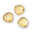 17mm Sterling Silver Bezel Citrine Faceted Heart Pendant 1 piece - Beadsofcambay.com