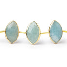 17x11mm Vermeil Bezel Aquamarine Faceted Marquise Strand 12 Beads - Beadsofcambay.com