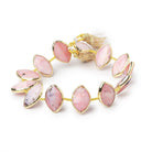 17x11mm Vermeil Bezel Pink Peruvian Opal Faceted Marquise Strand 12 Beads - Beadsofcambay.com