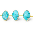 17x11mm Vermeil Bezel Turquoise Howlite Faceted Marquise Strand 12 Beads - Beadsofcambay.com