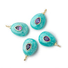 17x13mm Amazonite Pear with Bezeled Amethyst Inlay 1 Pendant - Beadsofcambay.com