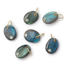 17x13mm Labradorite Oval with Bezeled Aqua Inlay 1 Pendant - Beadsofcambay.com