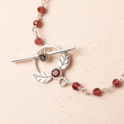 17x18mm Antiqued Sterling Silver Toggle with Leaves and Garnet 1 piece - Beadsofcambay.com