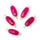 17x8mm Vermeil Bezel Berry Chalcedony Elongated Oval 1 Connector - Beadsofcambay.com