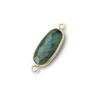 17x8mm Vermeil Bezel Emerald Elongated Oval 1 Connector - Beadsofcambay.com