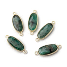 17x8mm Vermeil Bezel Emerald Elongated Oval 1 Connector - Beadsofcambay.com
