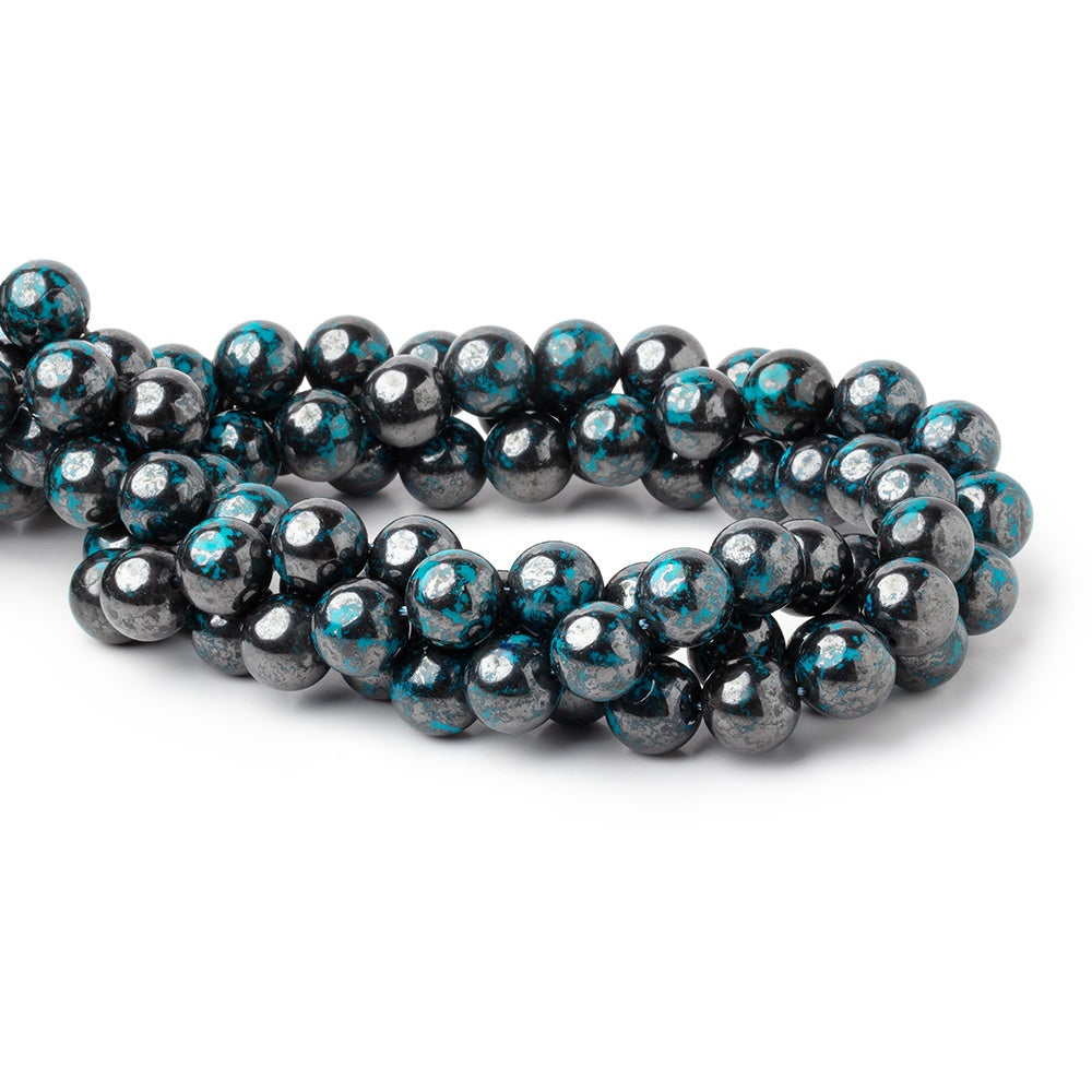 10mm Chrysocolla with Hematite Plain Round 15.5 inch 40 Beads AA - BeadsofCambay.com