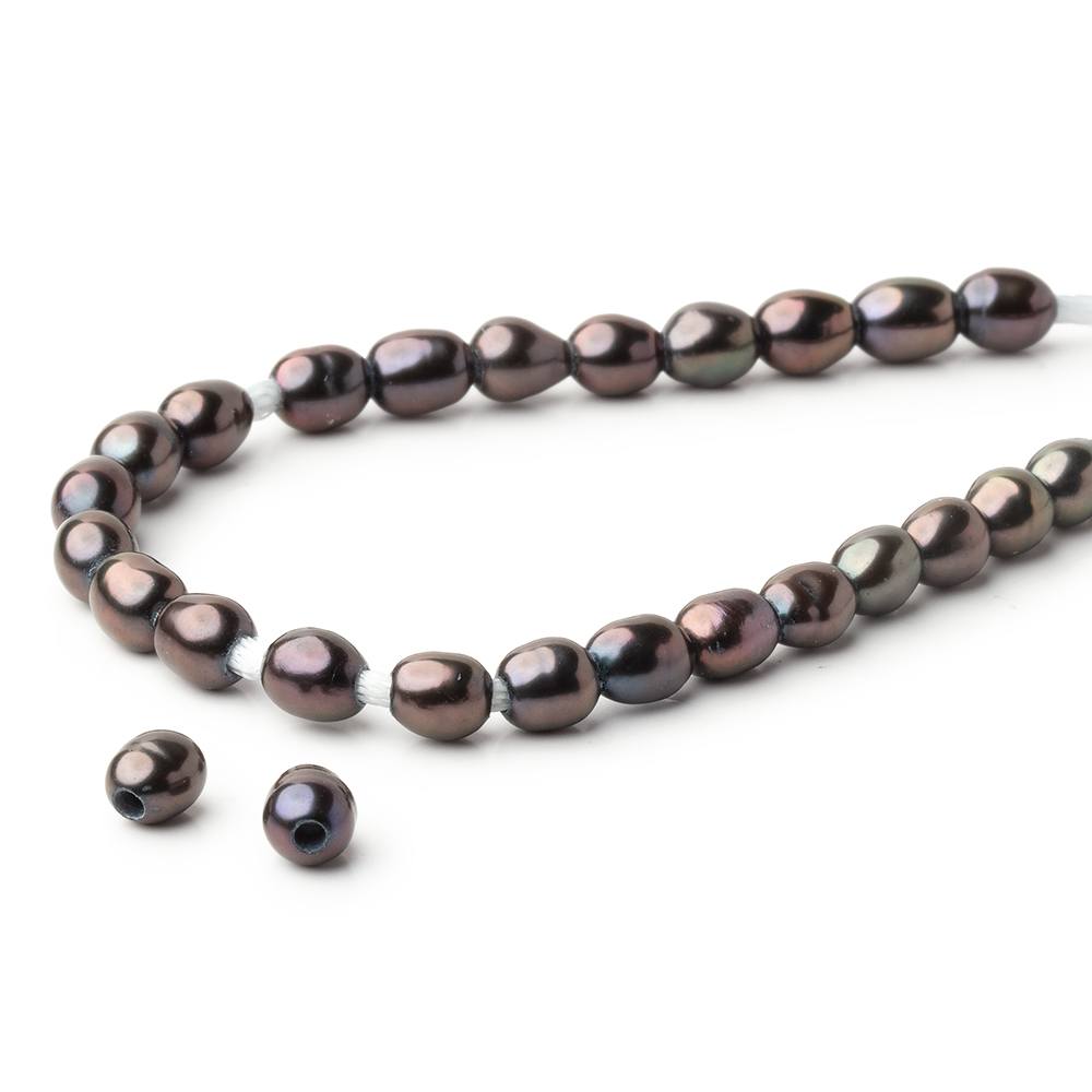 4-4.5mm Oval Freshwater Pearl with 1.5mm Large Hole - 15.5 inch Strand - BeadsofCambay.com