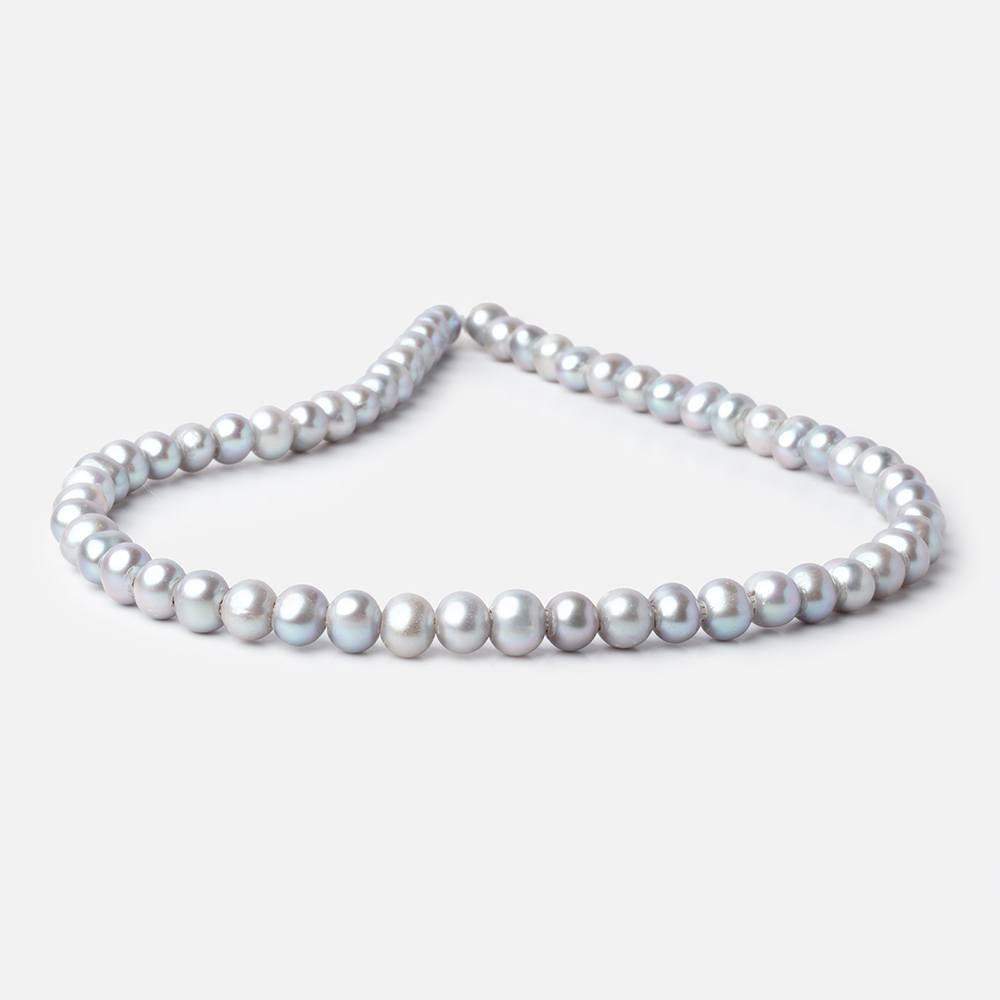 Beadsofcambay Tri-Silver Off Round Large Hole Freshwater Pearl