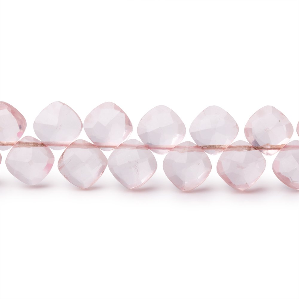 6x6mm Rose Quartz faceted pillow beads 7.5 inch 45 pieces A - BeadsofCambay.com
