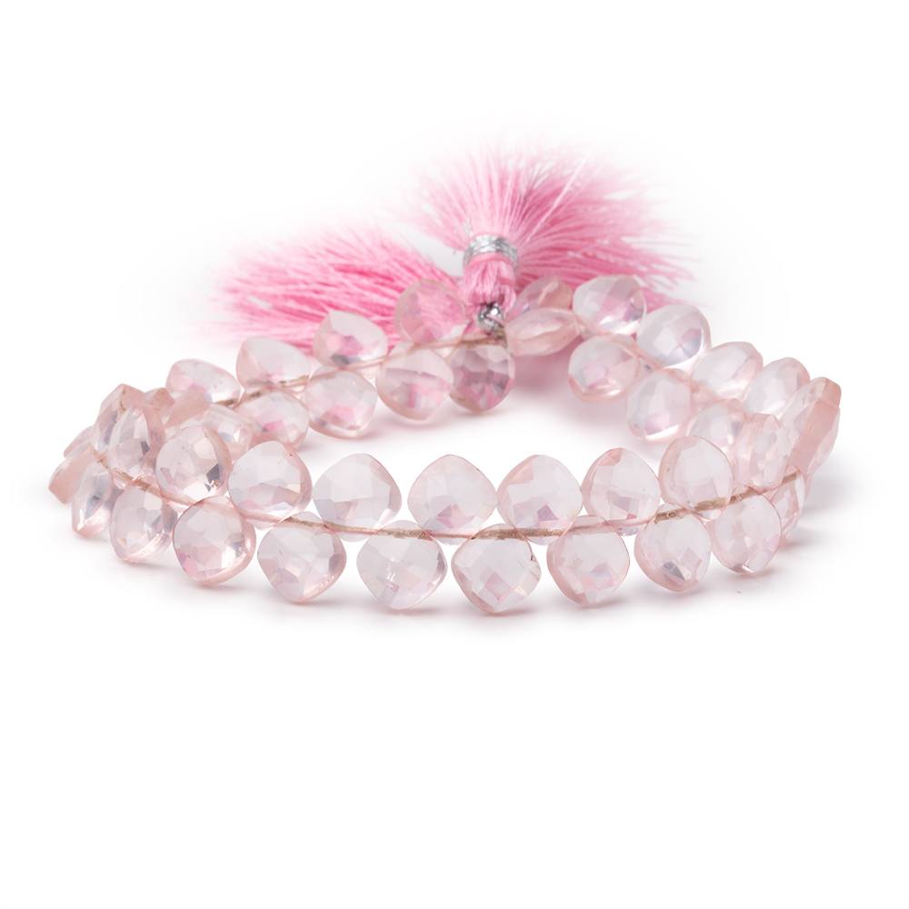 6x6mm Rose Quartz faceted pillow beads 7.5 inch 45 pieces A - BeadsofCambay.com