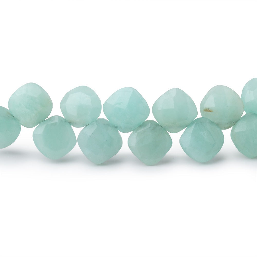 6mm Amazonite faceted pillow beads 7.5 inch 49 pieces A - BeadsofCambay.com