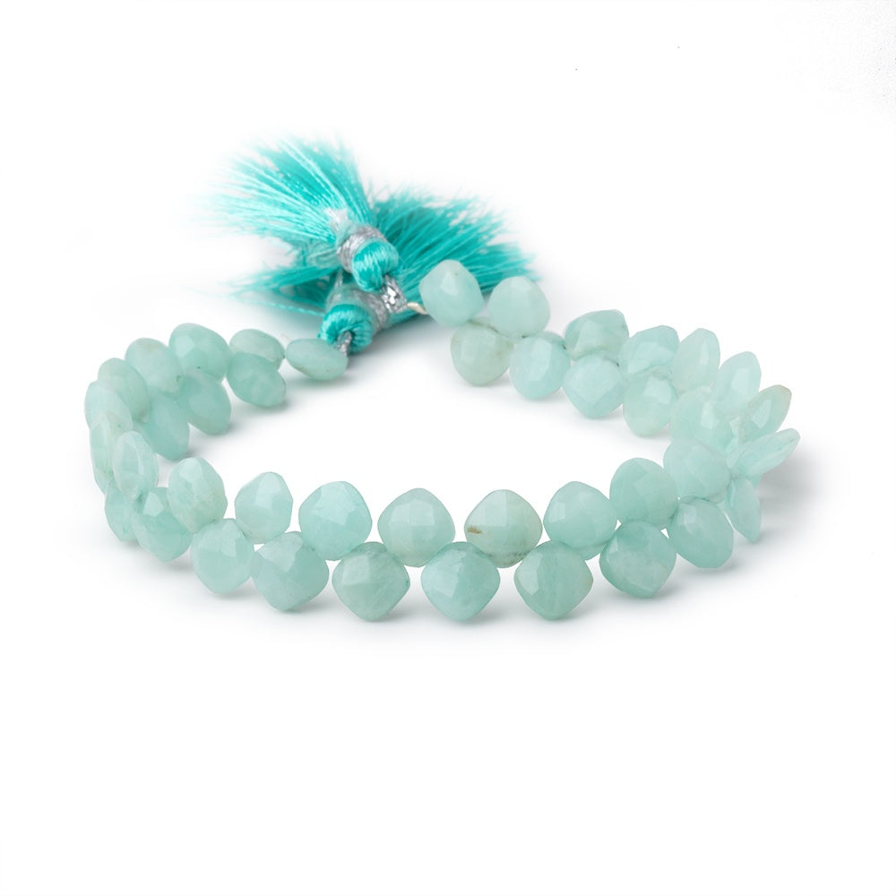 6mm Amazonite faceted pillow beads 7.5 inch 49 pieces A - BeadsofCambay.com