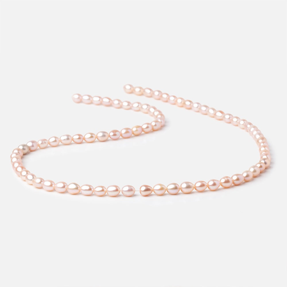 5x4mm Pink Straight Drill Oval Freshwater Pearls 15.5 inch 72 Beads A - BeadsofCambay.com