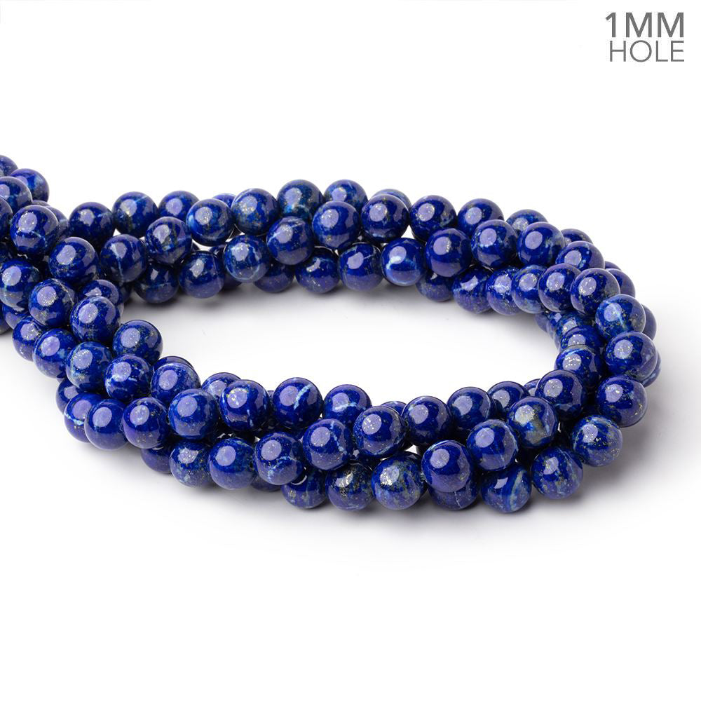 8mm Lapis Lazuli Plain Round Beads 16 inch 51 pieces 1mm Hole - BeadsofCambay.com