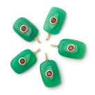 18.5x13mm Green Chalcedony Rectangle with Bezeled Garnet Inlay 1 Pendant - Beadsofcambay.com