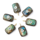 18.5x13mm Labradorite Rectangle with Bezeled Aqua Inlay 1 Pendant - Beadsofcambay.com