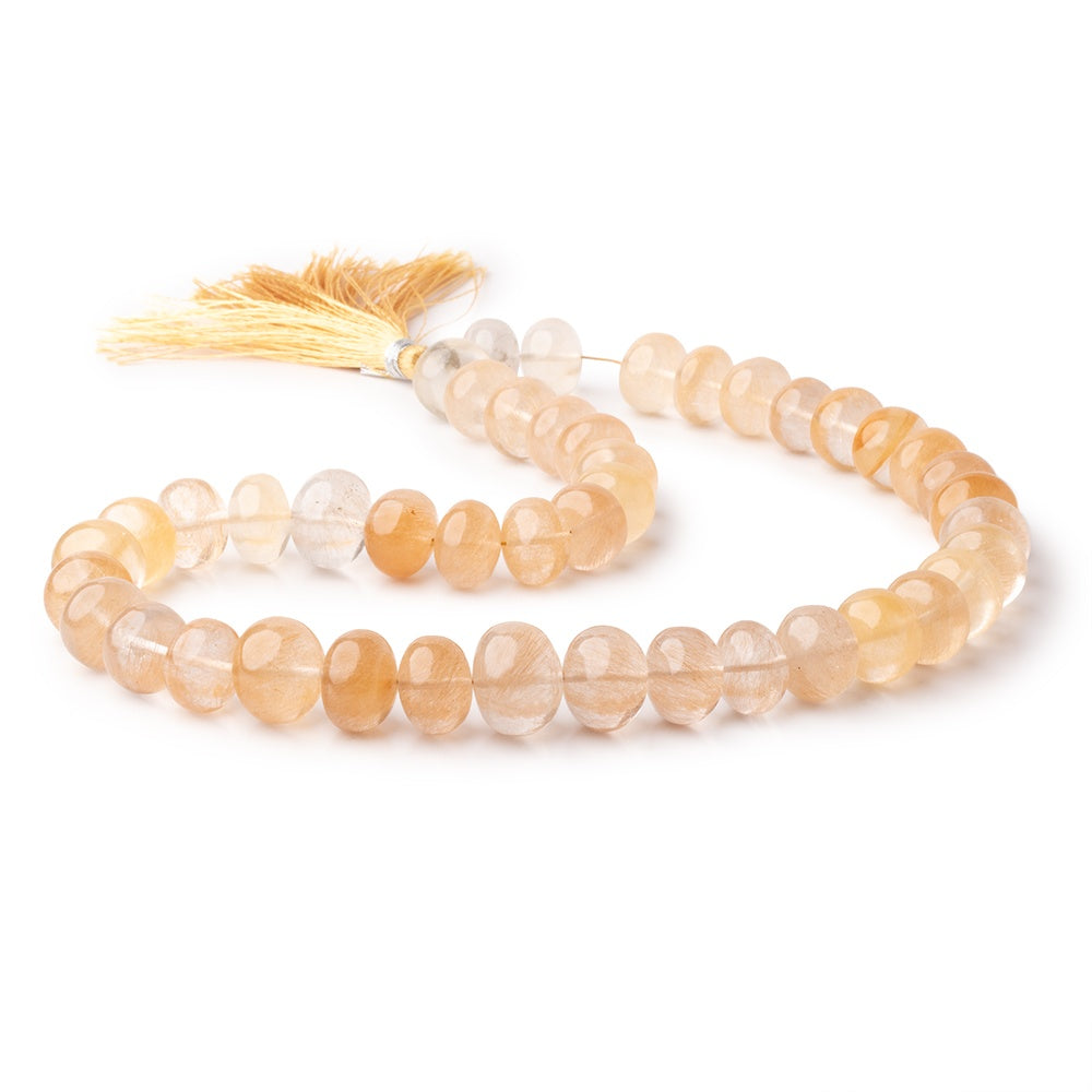 11.5-14.5mm Shaded Rutilated Quartz Plain Rondelle 16 inch 44 Beads A - BeadsofCambay.com