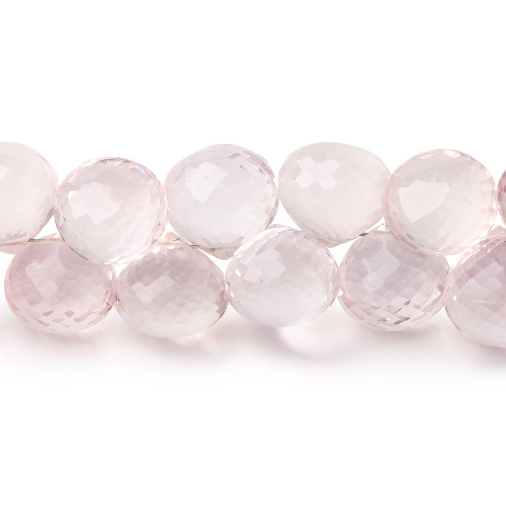 10.5-11mm Rose Quartz Faceted Candy Kiss 7.5 inch 37 Beads - BeadsofCambay.com