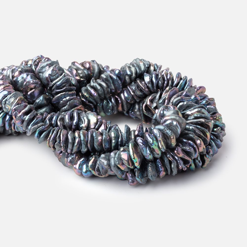 10-14mm diameter Peacock center drilled Keshi Freshwater Pearls 16 inch 87 pieces A - BeadsofCambay.com
