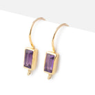 18mm African Amethyst Baguette Ear Wire Set of 2 pieces - Beadsofcambay.com