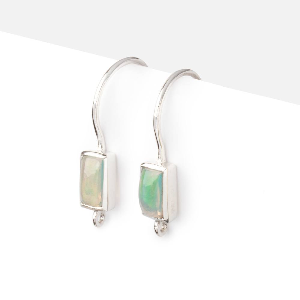 18mm Ethiopian Opal Plain Baguette Ear Wire Set of 2 pieces - Beadsofcambay.com