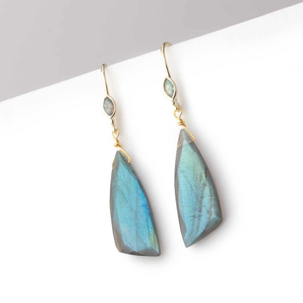 18mm Labradorite Marquise Ear Wire Set of 2 pieces - Beadsofcambay.com