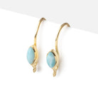 18mm Larimar Plain Marquise Ear Wire Set of 2 pieces - Beadsofcambay.com