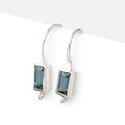 18mm London Blue Topaz Baguette Ear Wire Set of 2 pieces - Beadsofcambay.com