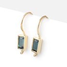 18mm London Blue Topaz Baguette Ear Wire Set of 2 pieces - Beadsofcambay.com