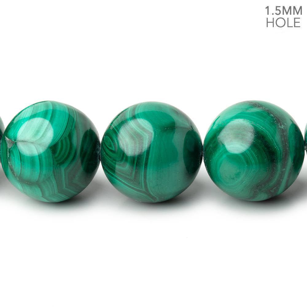 18mm Malachite Plain Round Beads 15.5 inch 22 pieces 1.5mm Hole - Beadsofcambay.com