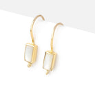 18mm Mother of Pearl Plain Baguette Ear Wire Set of 2 pieces - Beadsofcambay.com