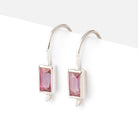 18mm Pink Topaz Baguette Ear Wire Set of 2 pieces - Beadsofcambay.com