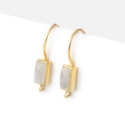 18mm Rainbow Moonstone Plain Baguette Ear Wire Set of 2 pieces - Beadsofcambay.com