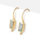18mm Sky Blue Topaz Baguette Ear Wire Set of 2 pieces - Beadsofcambay.com