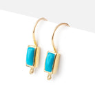18mm Turquoise Plain Baguette Ear Wire Set of 2 pieces - Beadsofcambay.com
