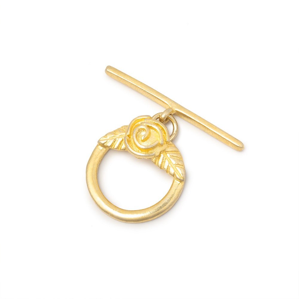 18mm Vermeil Round Toggle Rose Design 1 piece - Beadsofcambay.com