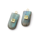 18x10mm Labradorite Shield with Bezeled Peridot Inlay Pendant 1 piece - Beadsofcambay.com