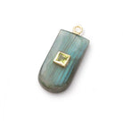 18x10mm Labradorite Shield with Bezeled Peridot Inlay Pendant 1 piece - Beadsofcambay.com
