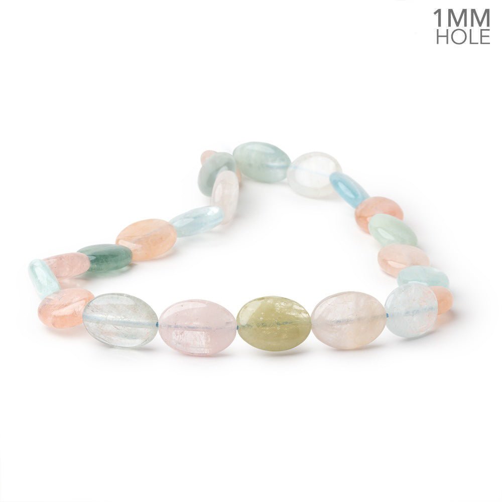 18x13mm Multi Color Beryl Plain Oval 15.5 inch 23 Beads 1mm Drill Hole - Beadsofcambay.com