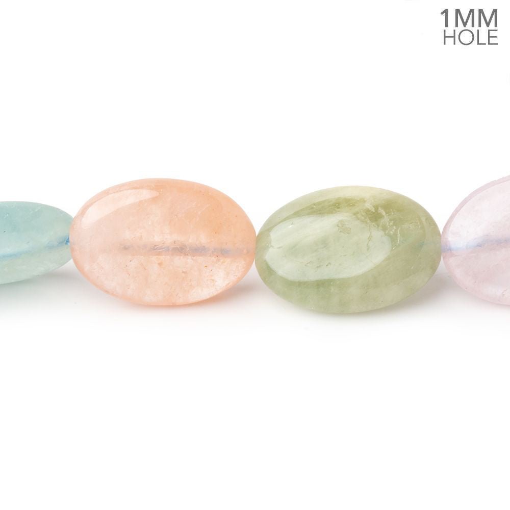 18x13mm Multi Color Beryl Plain Oval 15.5 inch 23 Beads 1mm Drill Hole - Beadsofcambay.com