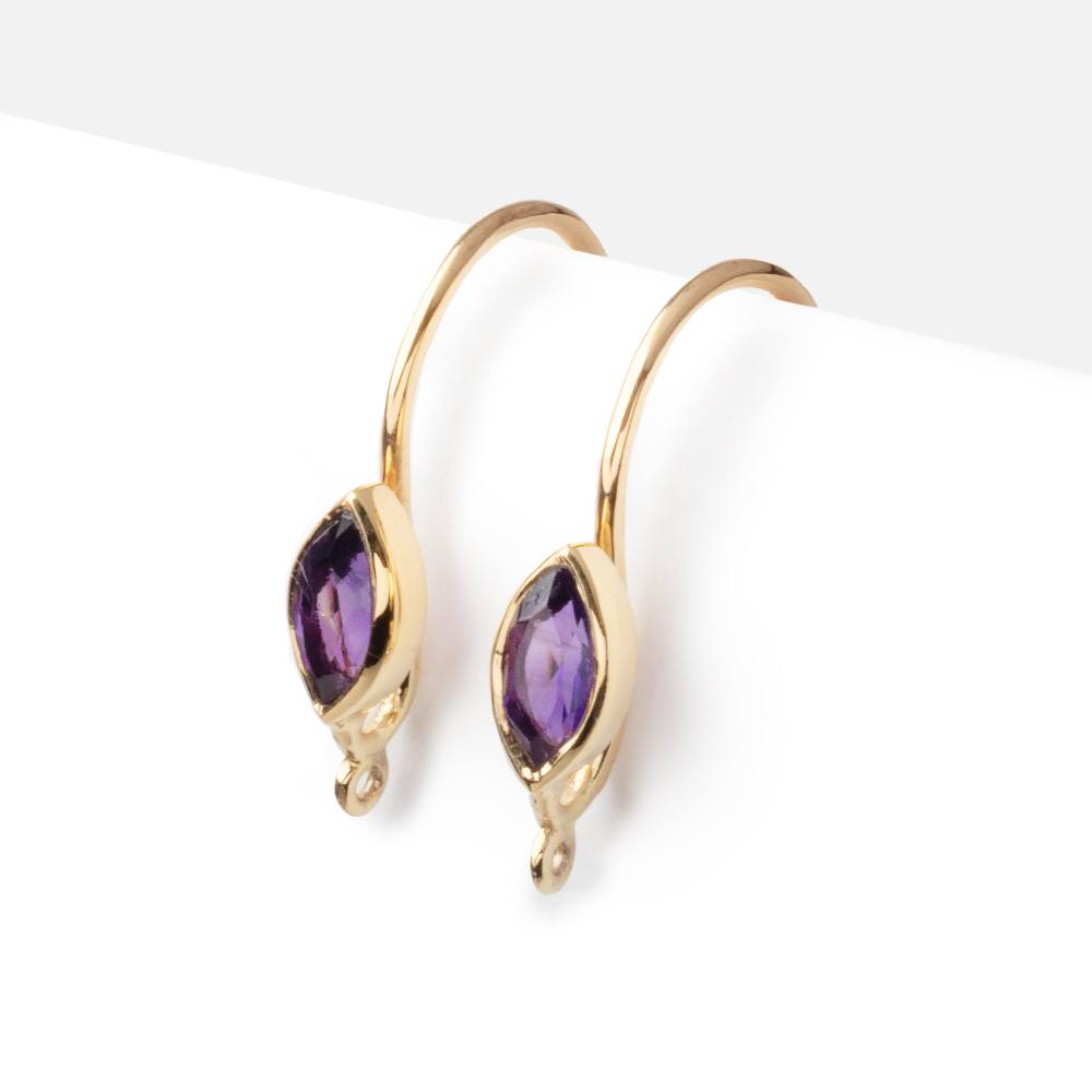19mm African Amethyst Marquise Ear Wire Set of 2 pieces - Beadsofcambay.com